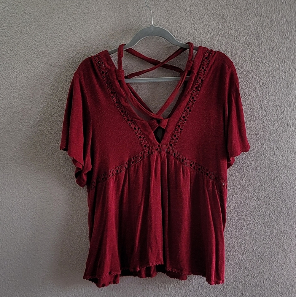Red laced top